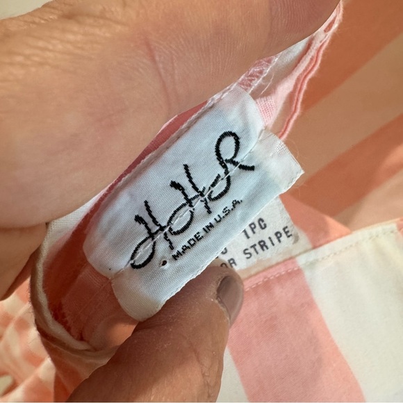 Vintage 60s/70s HHR Pink White Candy Stripe Short Sleeve Midi Dress Size 16 - Picture 5 of 6